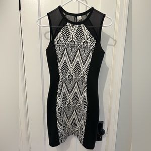 Black and white dress with mesh detailing